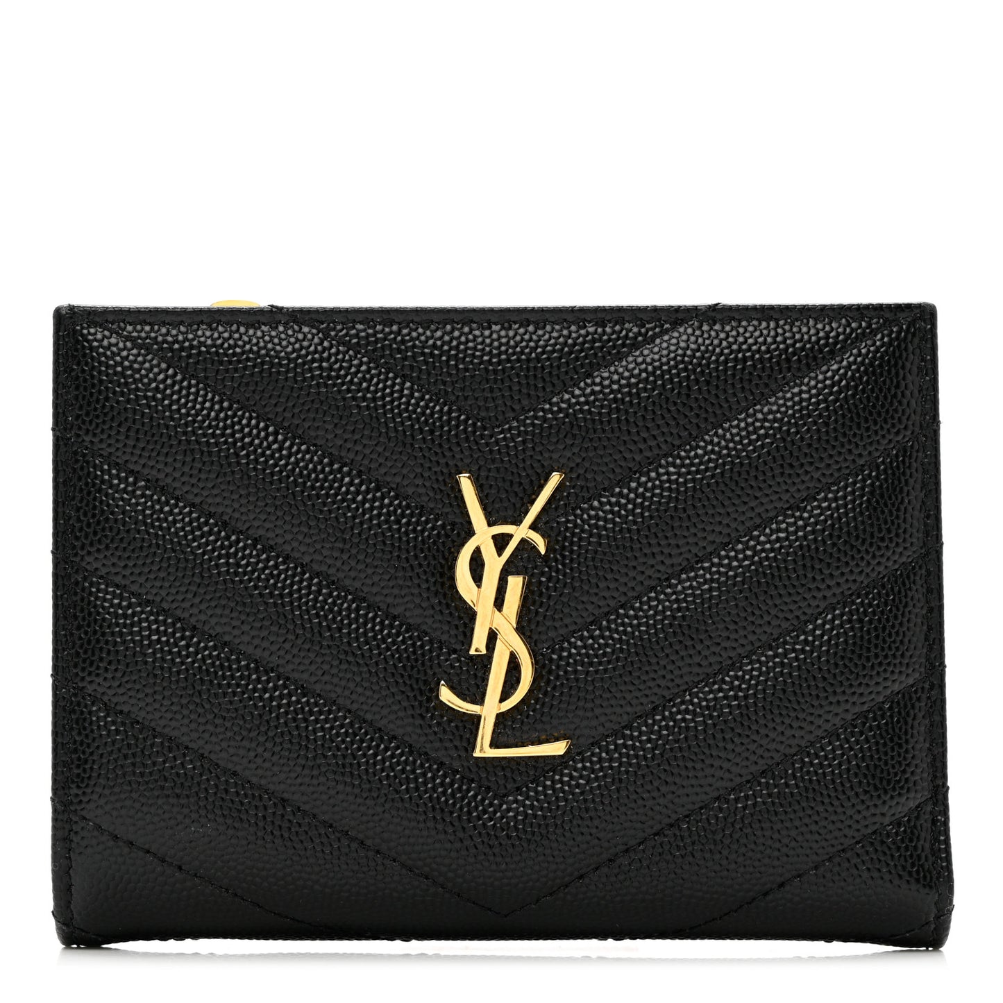 Grain De Poudre Matelasse Chevron Monogram Zipped Two-Part Wallet Black