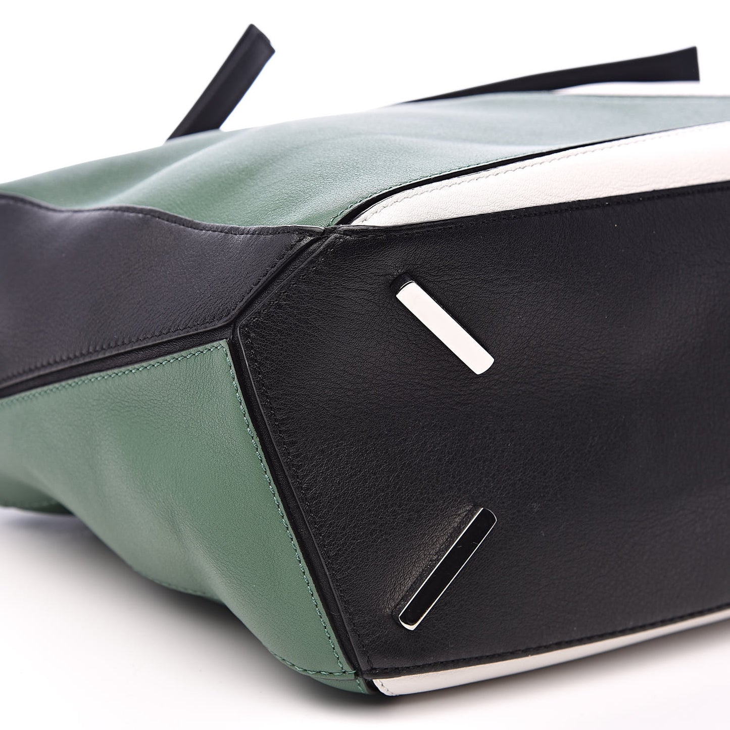 Calfskin Medium Puzzle Bag Forest Green White Black