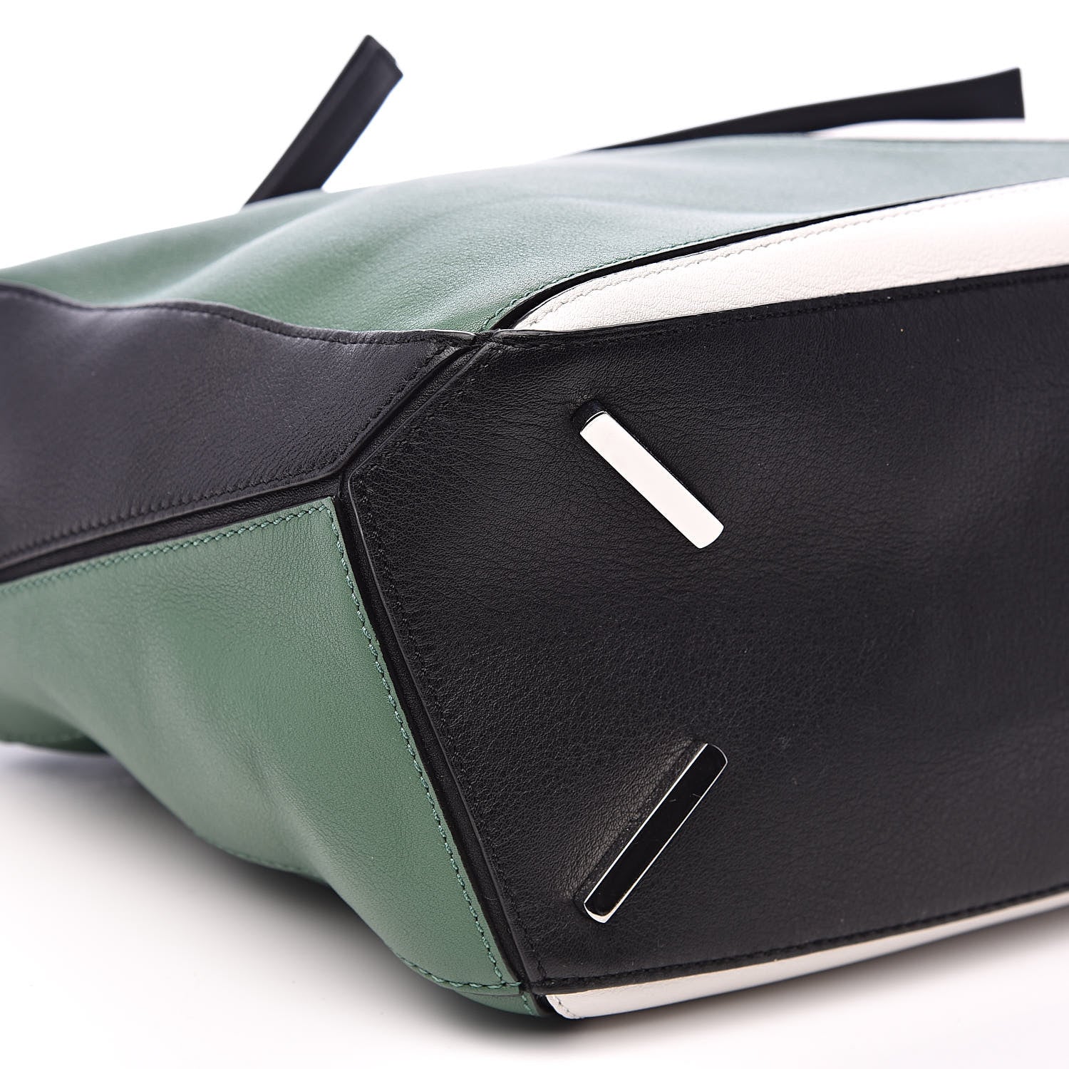 Loewe Calfskin Medium Puzzle Bag Forest Green White Black 8 of 11