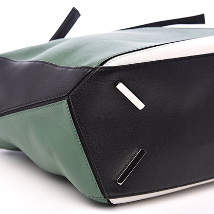 Loewe Calfskin Medium Puzzle Bag Forest Green White Black 8 of 11
