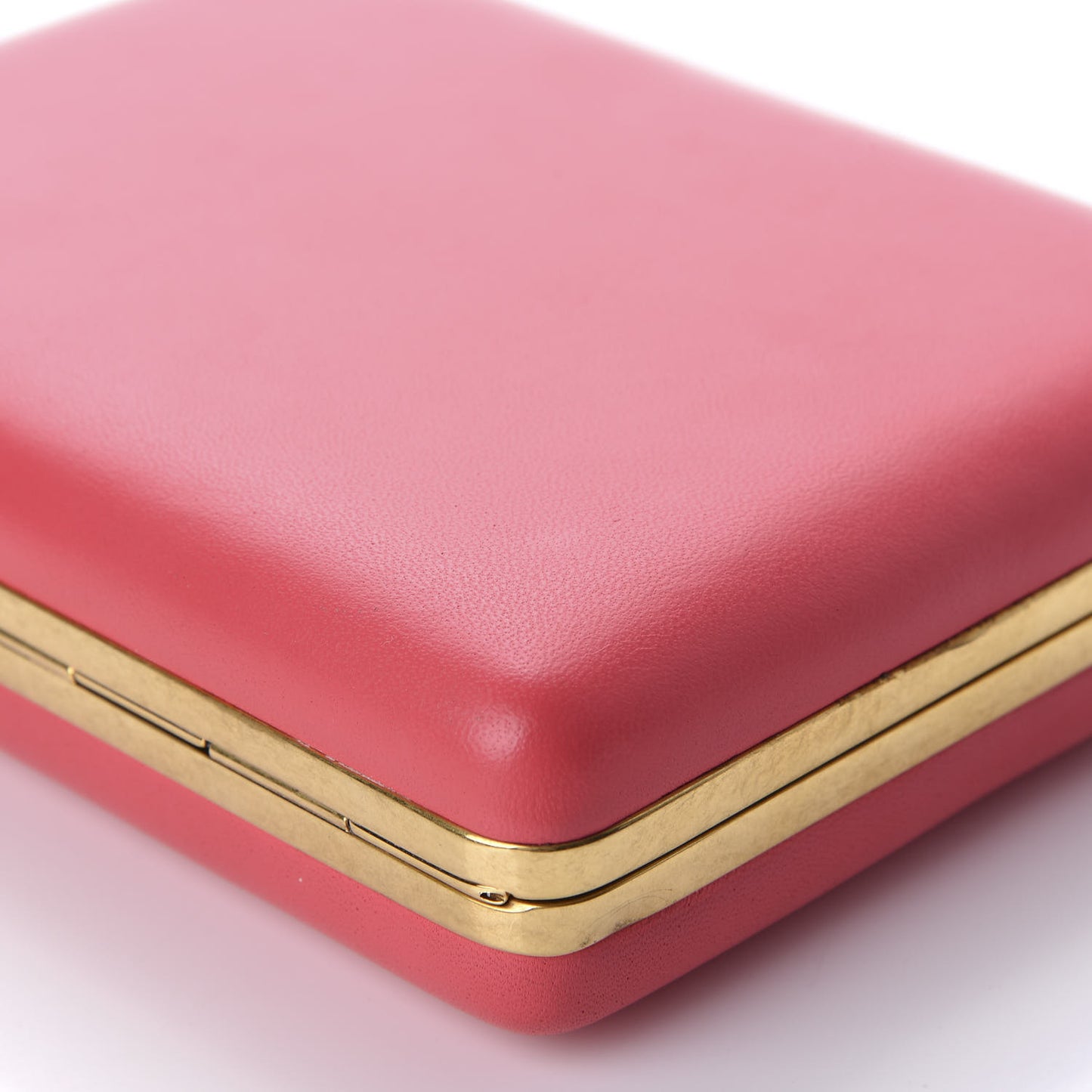Calfskin Skull Box Clutch Pink