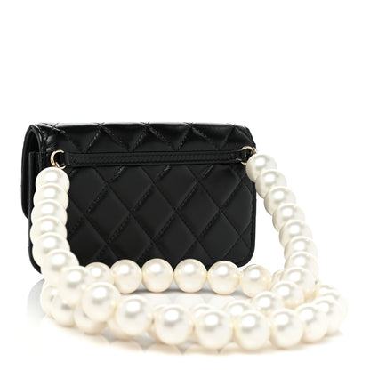 Chanel Calfskin Quilted Maxi Pearls Clutch With Chain Black 3 of 9