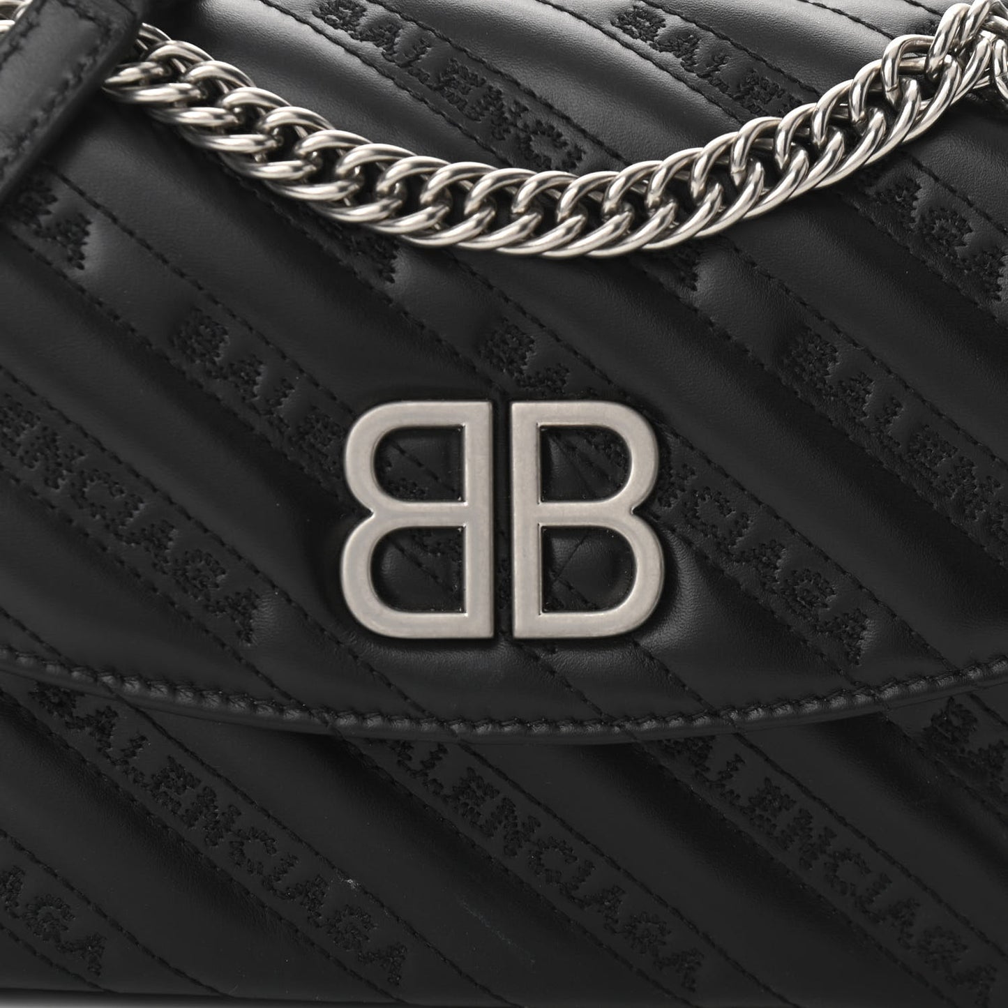Calfskin Logo Matelasse S BB Round Shoulder Bag Black