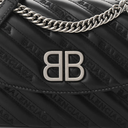 Balenciaga Calfskin Logo Matelasse S BB Round Shoulder Bag Black 6 of 8
