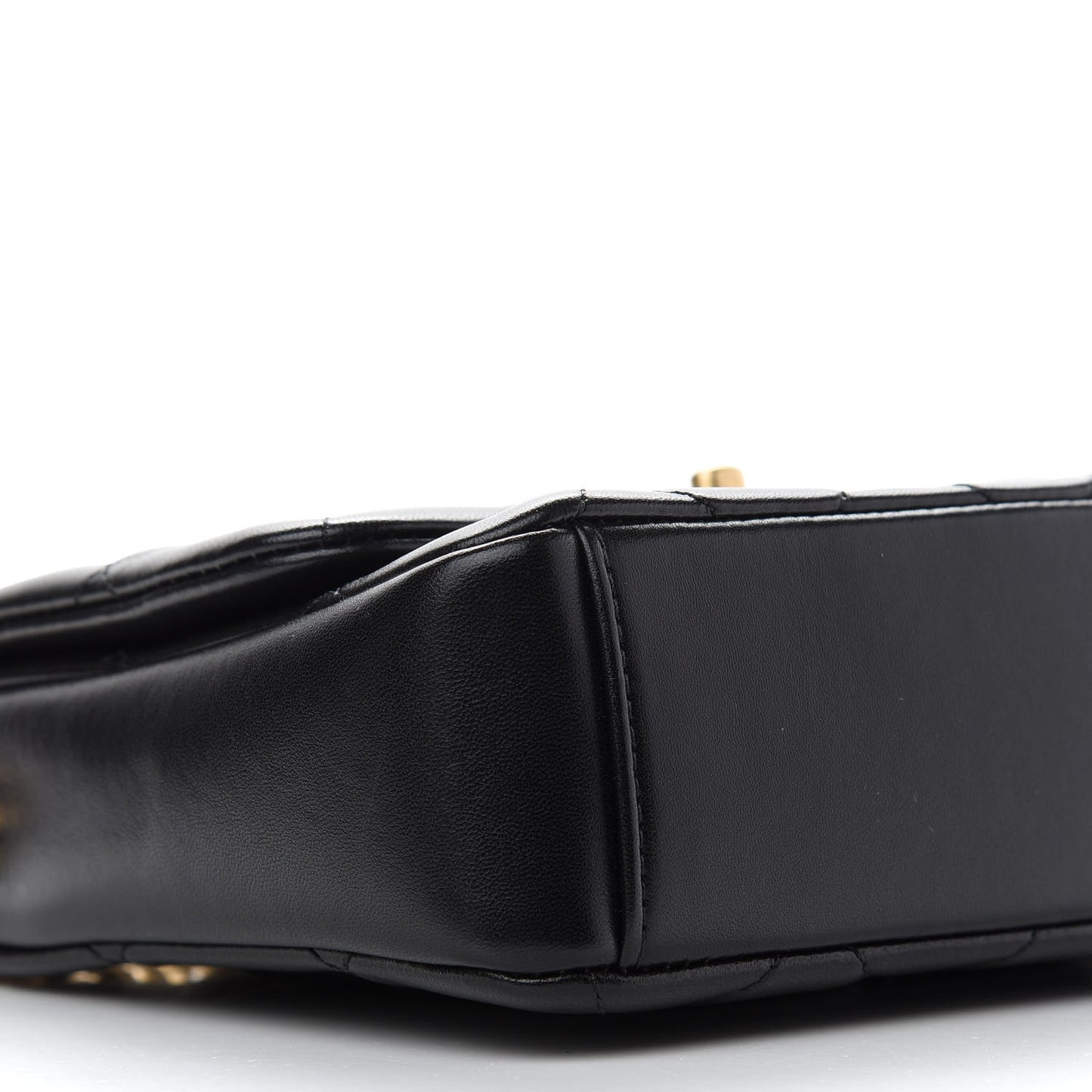Lambskin Quilted Small Side Note Flap Black
