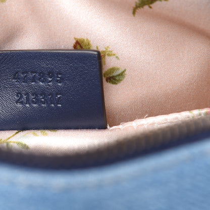 Gucci Denim Matelasse Mini Pearly GG Marmont Chain Shoulder Bag Blue 7 of 9