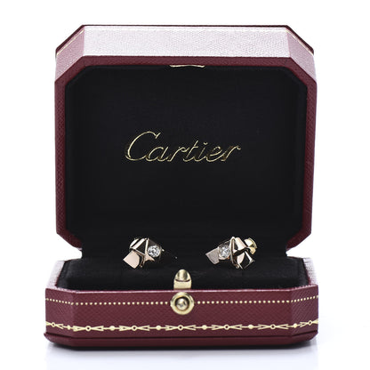 Cartier 18K Pink Gold Diamond Ribbon Knot Earrings 7 of 7