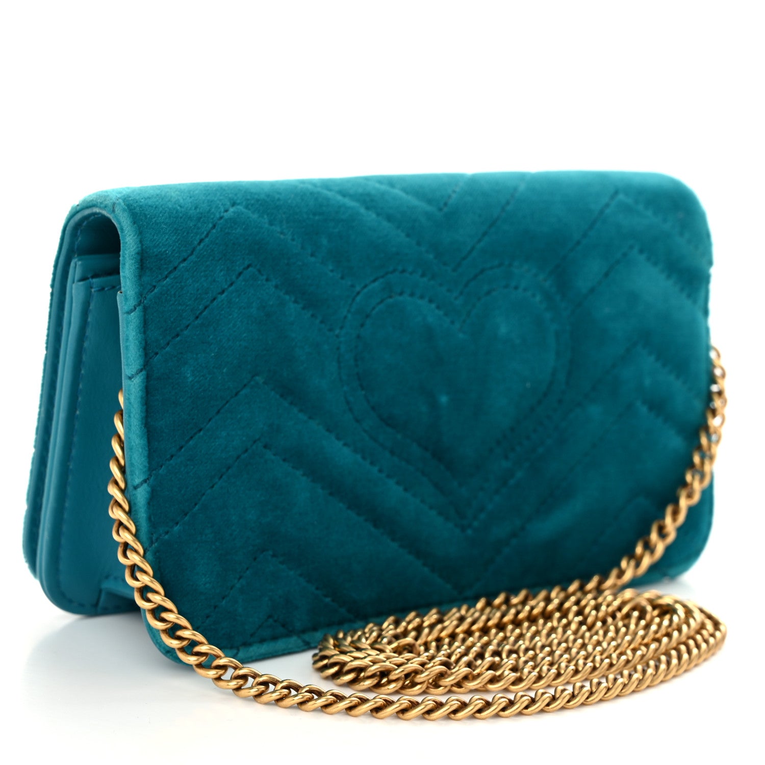 Gucci Velvet Matelasse GG Marmont Mini Bag Pavone Cyan 3 of 9