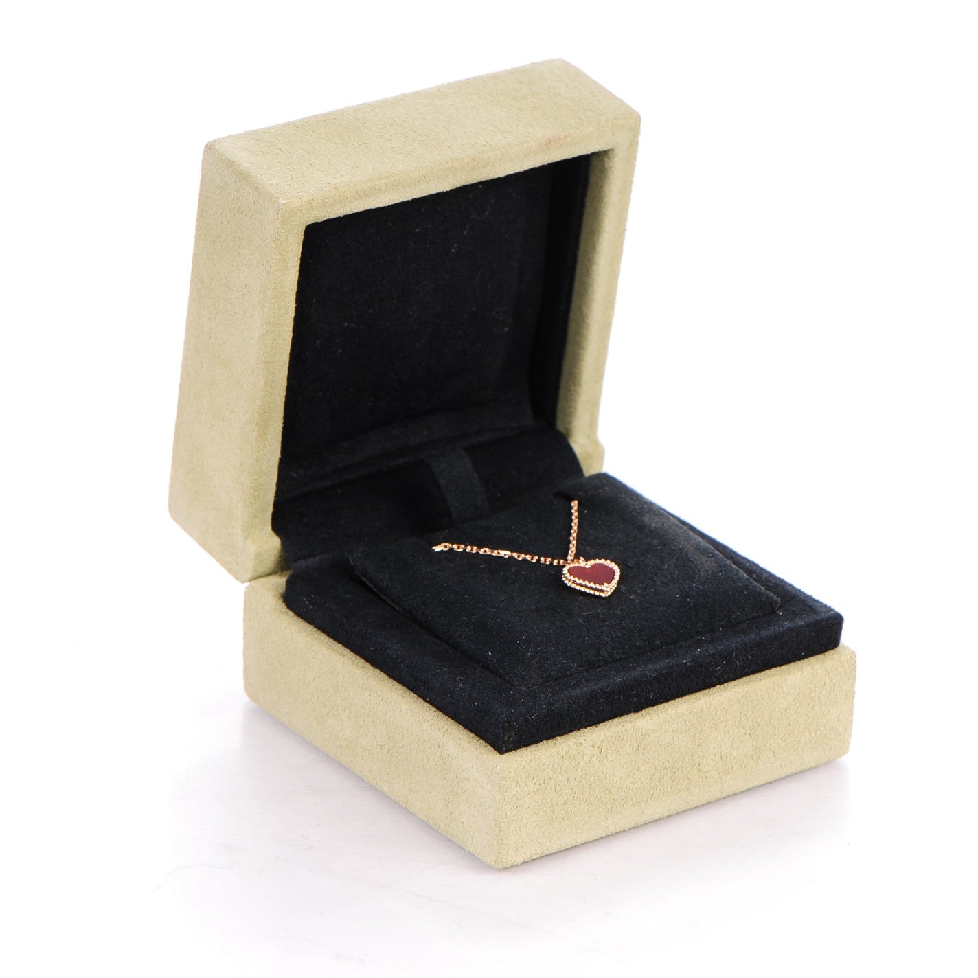 Van Cleef & Arpels 18K Rose Gold Carnelian Sweet Alhambra Heart Pendant Necklace 7 of 7
