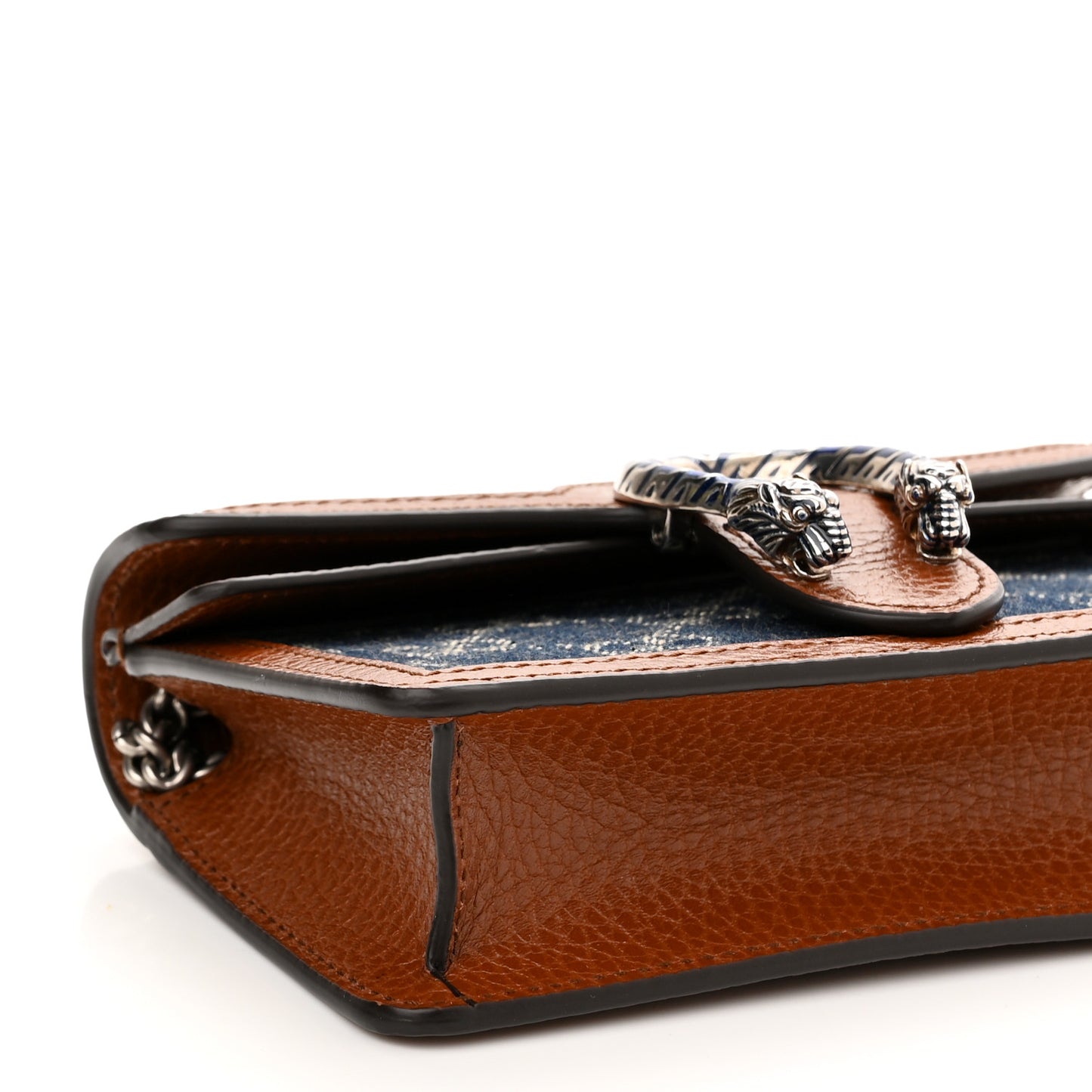 New Denim GG Monogram Dollar Calfskin Enamel Super Mini Dionysus Shoulder Bag Blue Tea Cuir Epilog Electric Blue