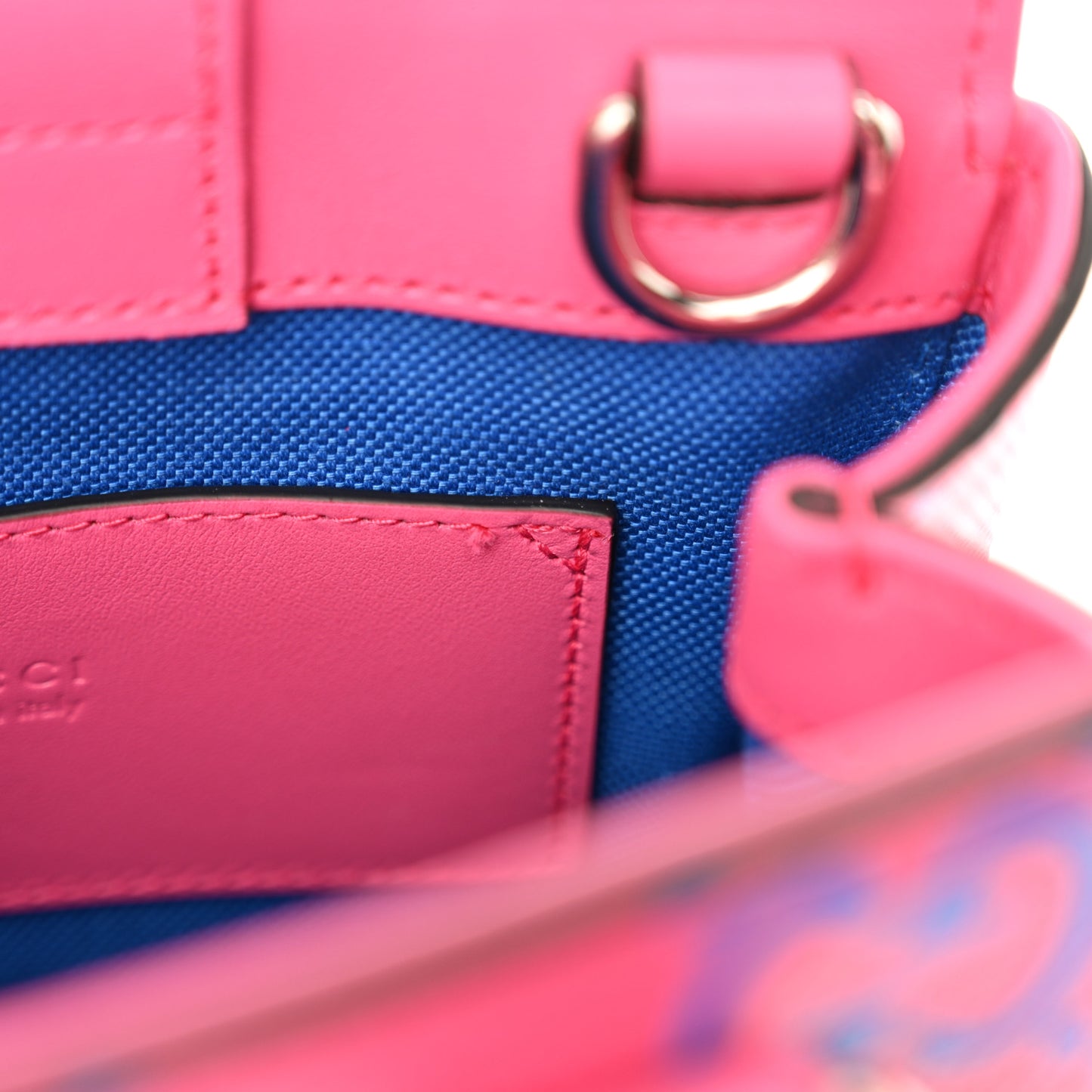 Calfskin GG Tennis Embossed Mini Tote Bag Modern Fuchsia Modern Blue