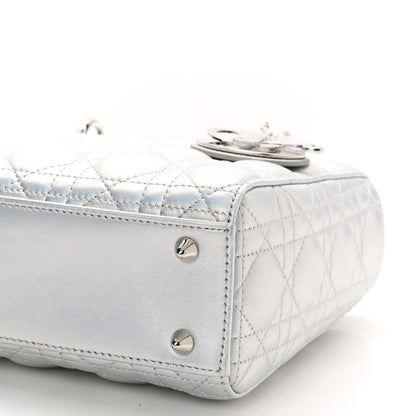 Christian Dior Iridescent Metallic Lambskin Cannage Small My ABCDior Lady Dior Silver 10 of 11