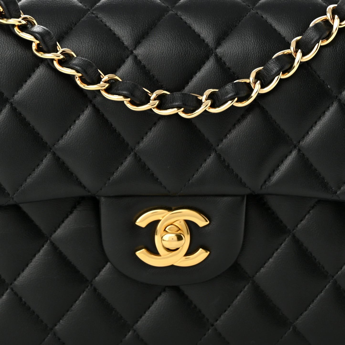 Lambskin Quilted Small Double Flap Black