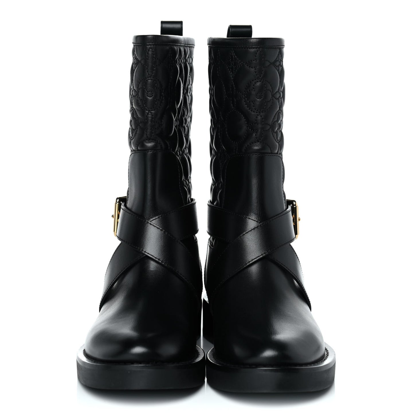 Calfskin Embossed Monogram Rebellion Half Boots 37 Black