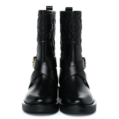 Louis Vuitton Calfskin Embossed Monogram Rebellion Half Boots 37 Black 2 of 10