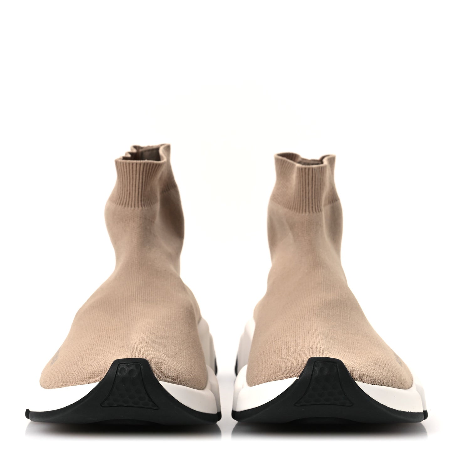 Neoprene Knit Bi-Color Sole Womens Speed Sneakers 40 Beige White Black