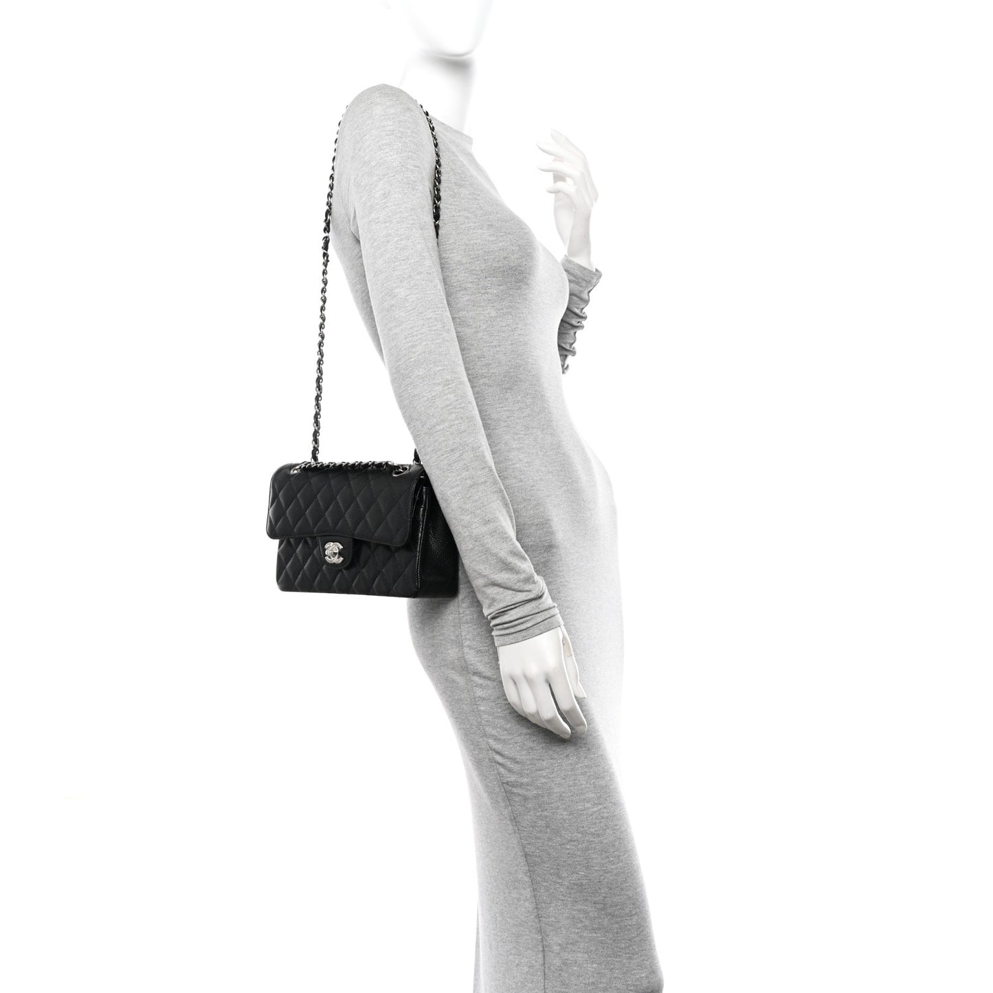 Caviar Quilted Small Double Flap Black