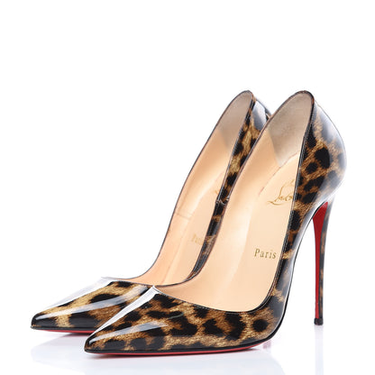 Christian Louboutin Patent Leopardino So Kate 120 Pumps 37 Brown 3 of 13