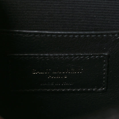 Saint Laurent Grain De Poudre Textured Mixed Matelasse Triquilt Small Monogram Monochrome Satchel Black 6 of 9