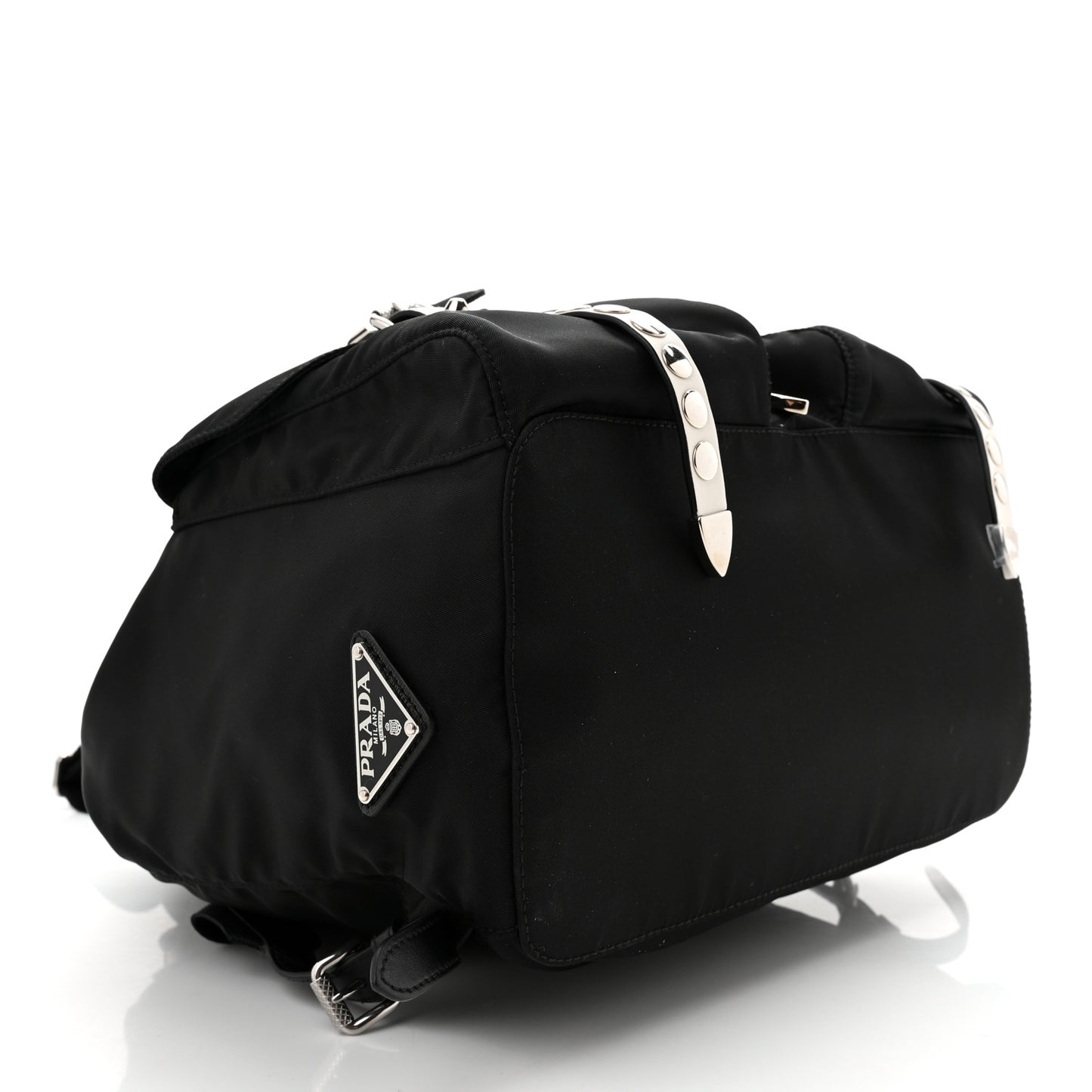 Nylon New Vela Studded Backpack Black White