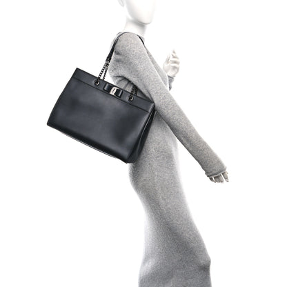 Salvatore Ferragamo Calfskin Vara Bow Chain Tote Black 2 of 9