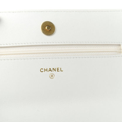 Chanel Shiny Goatskin Quilted 19 Wallet On Chain WOC White 8 of 10