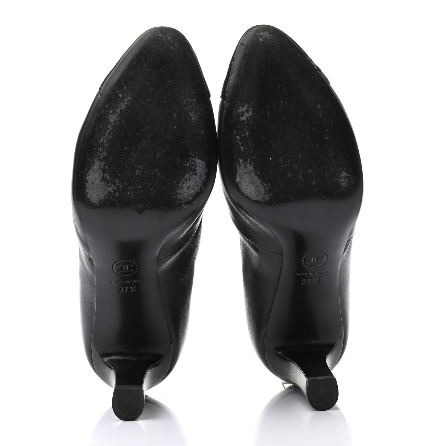 Lambskin Patent Cap Toe Pearl Camellia CC Short Boot 37.5 Black
