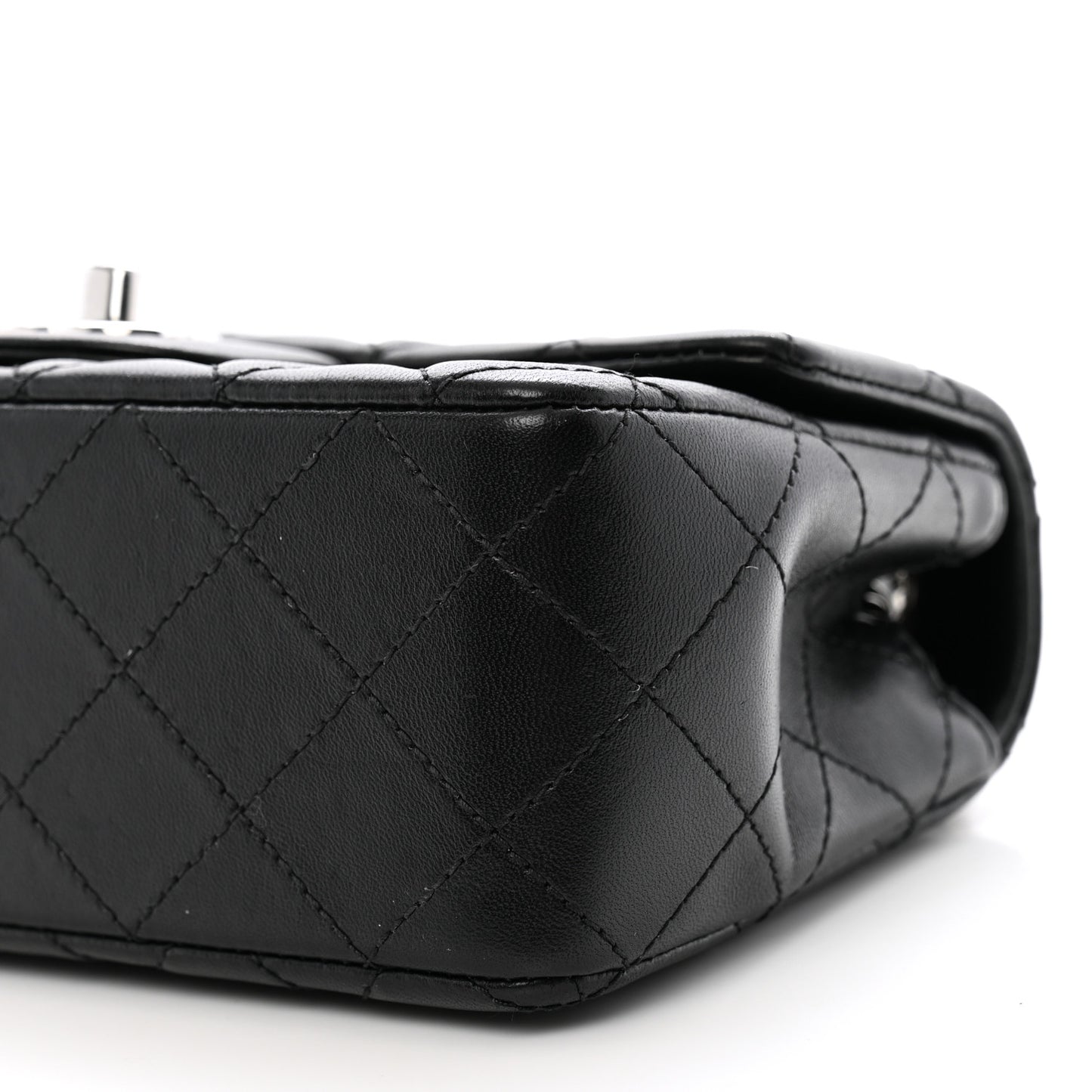 Lambskin Quilted Mini Rectangular Flap Black