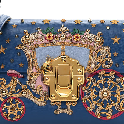 Dolce & Gabbana Calfskin Crystal Embellished Lucia Shoulder Bag Blue Multicolor 10 of 11