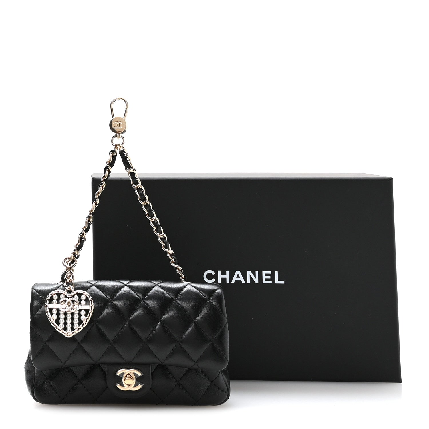 Chanel Lambskin Quilted Mini Flap Bag Charm With Hook Black 11 of 11
