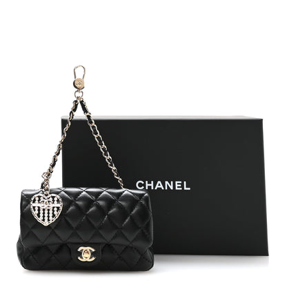 Chanel Lambskin Quilted Mini Flap Bag Charm With Hook Black 11 of 11
