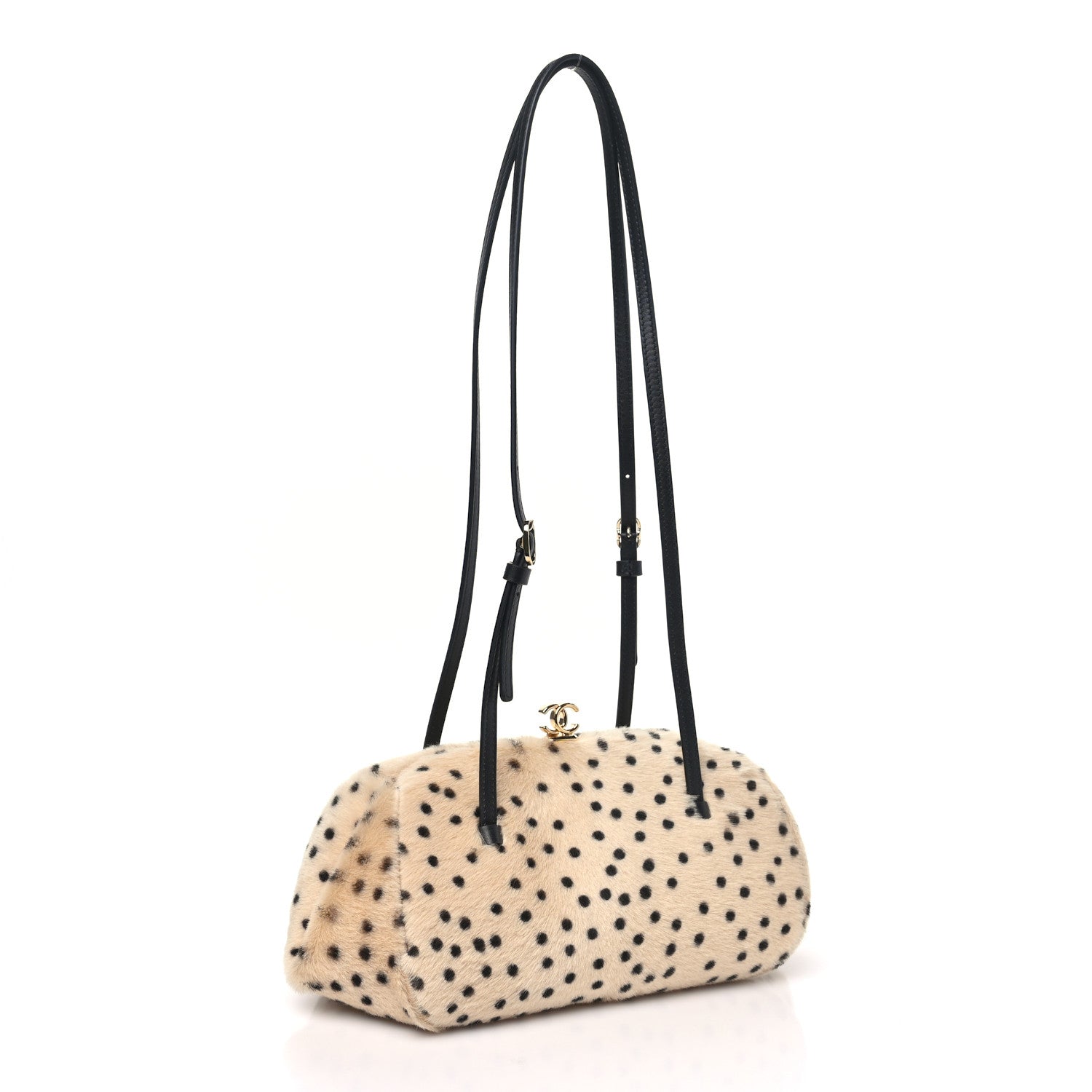 Chanel Pony Hair Cheetah Print Pretty CC Clutch With Strap Light Beige Black 3 of 11