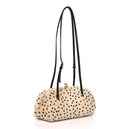 Chanel Pony Hair Cheetah Print Pretty CC Clutch With Strap Light Beige Black 3 of 11