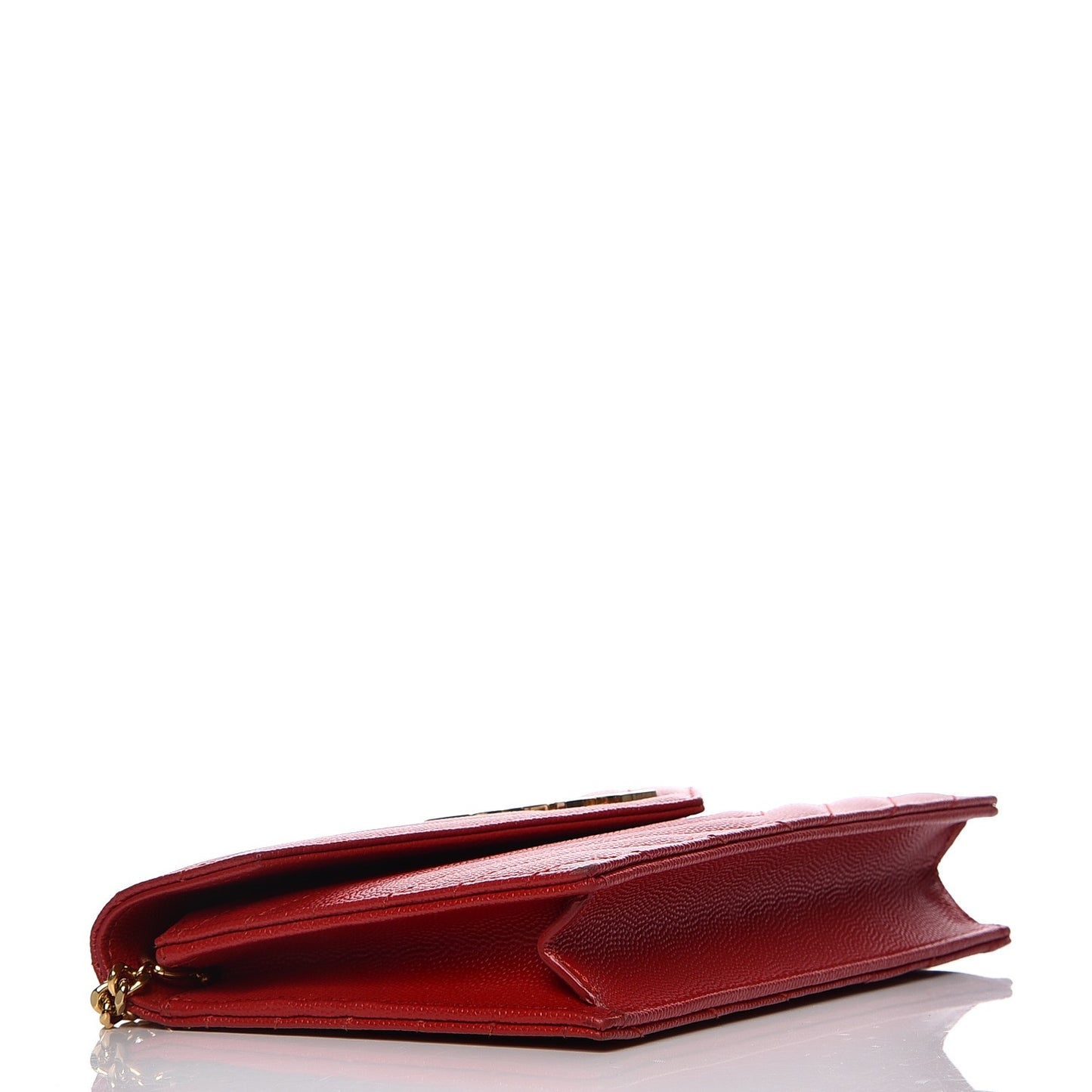 Grain De Poudre Matelasse Chevron Monogram Envelope Chain Wallet New Red
