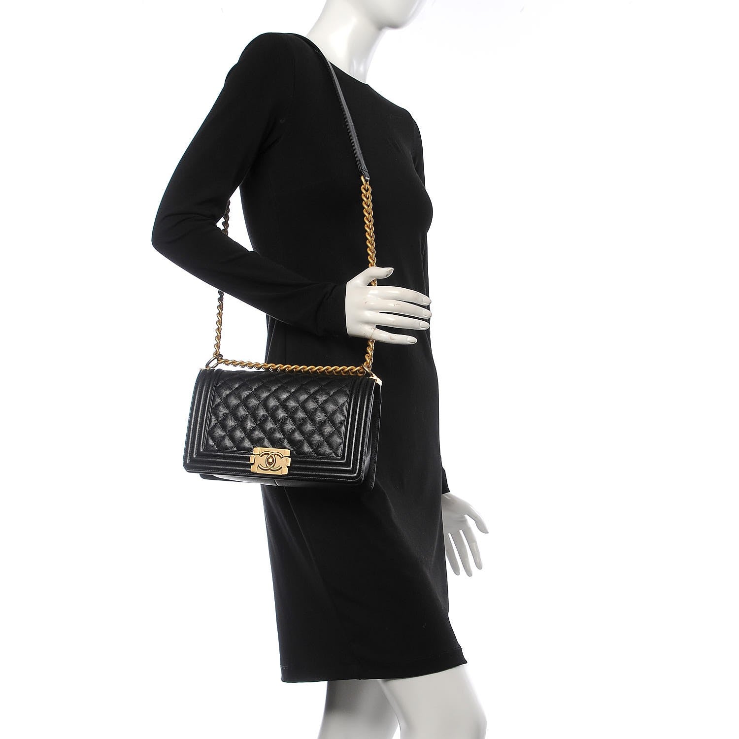 Chanel Caviar Quilted Medium Boy Flap Black 2 of 10