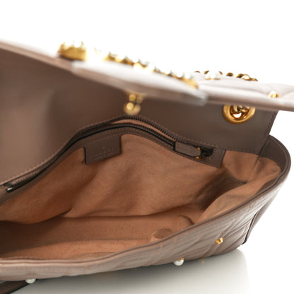 Gucci Calfskin Matelasse Studded Medium Pearly GG Marmont Shoulder Bag Porcelain Rose 4 of 11