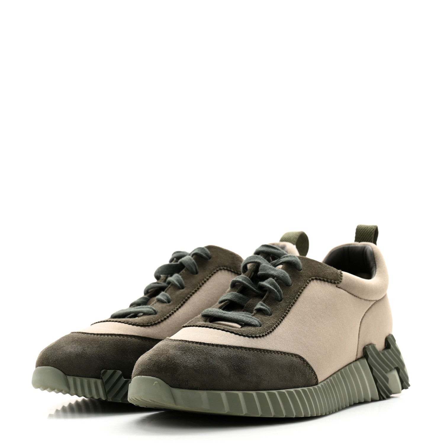 Hermes Technical Jersey Goatskin Suede Goatskin Bouncing Sneakers 39 Vert Toundra Vert Foret 3 of 9