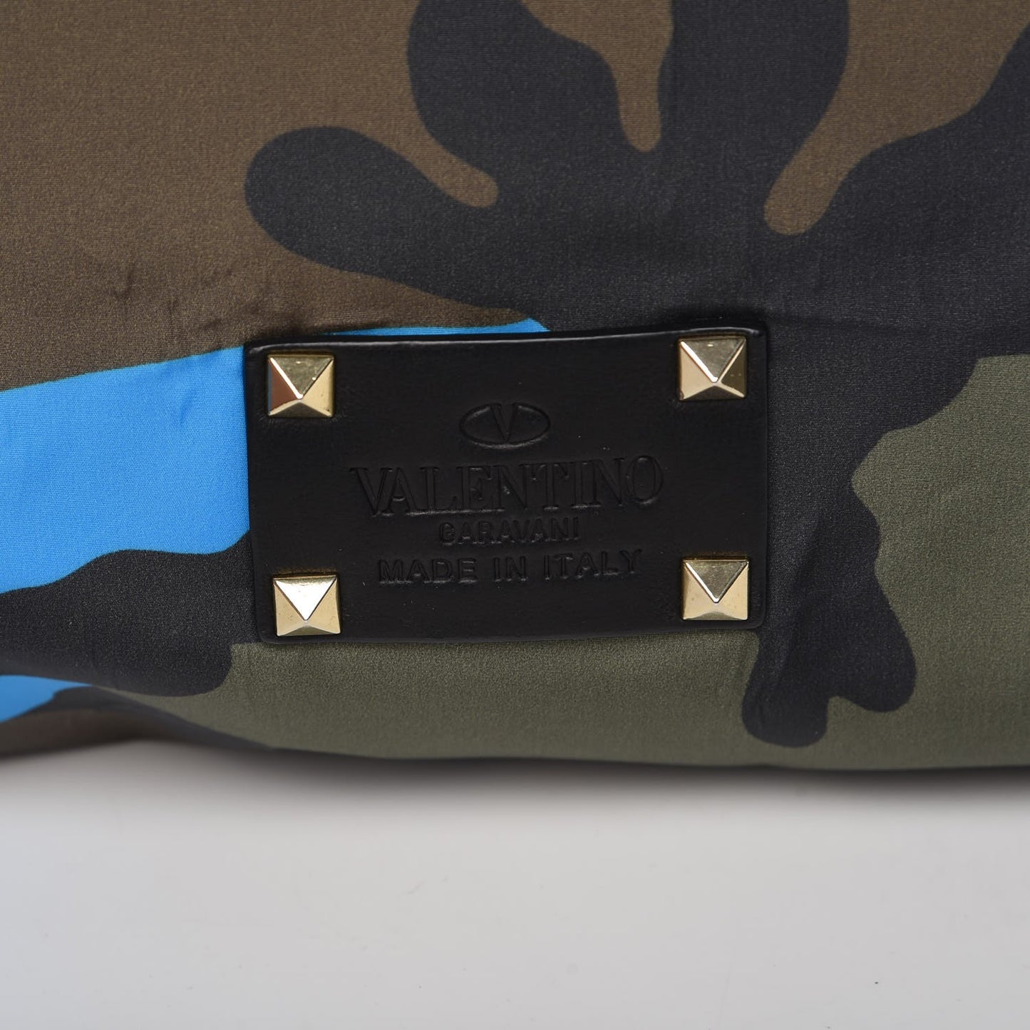 Nylon Camouflage Rockstud Reversible Tote Green Blue Fluo
