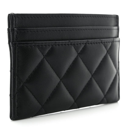 Chanel Lambskin Crystal Quilted Studded CC Card Holder Black 3 of 9