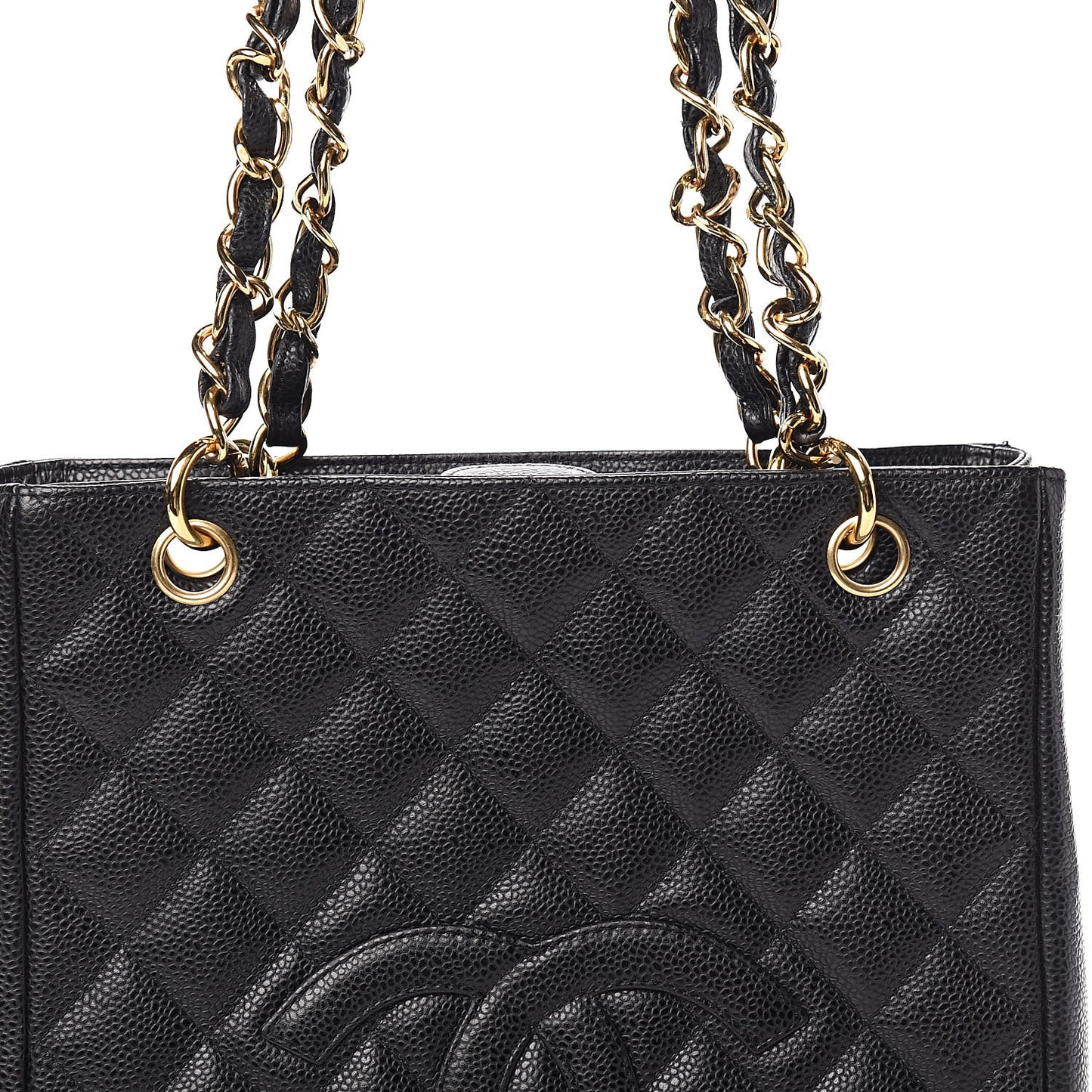 Caviar Quilted Petit Shopping Tote PST Black