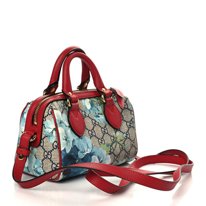 Gucci GG Supreme Monogram Blooms Mini Boston Navy Blue Hibiscus 3 of 7