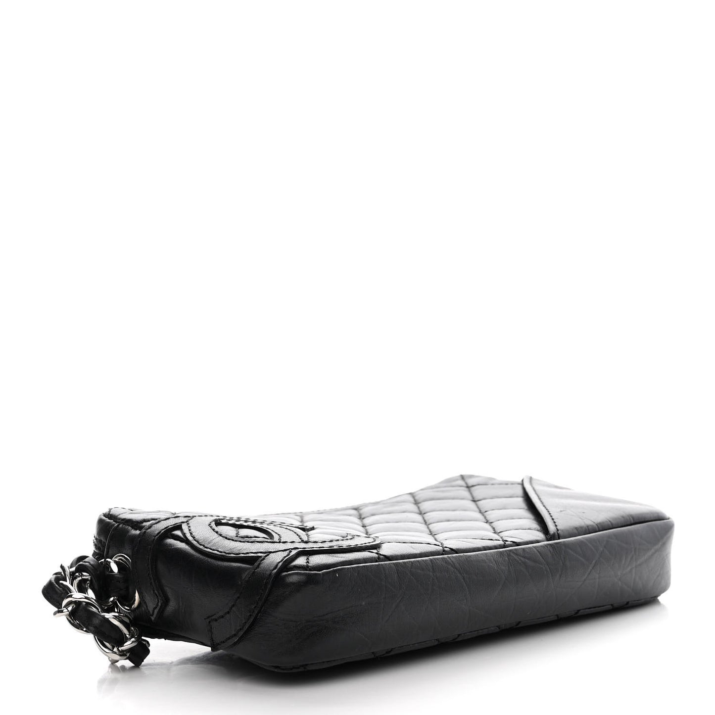 Aged Calfskin Quilted Cotton Club Pochette Black