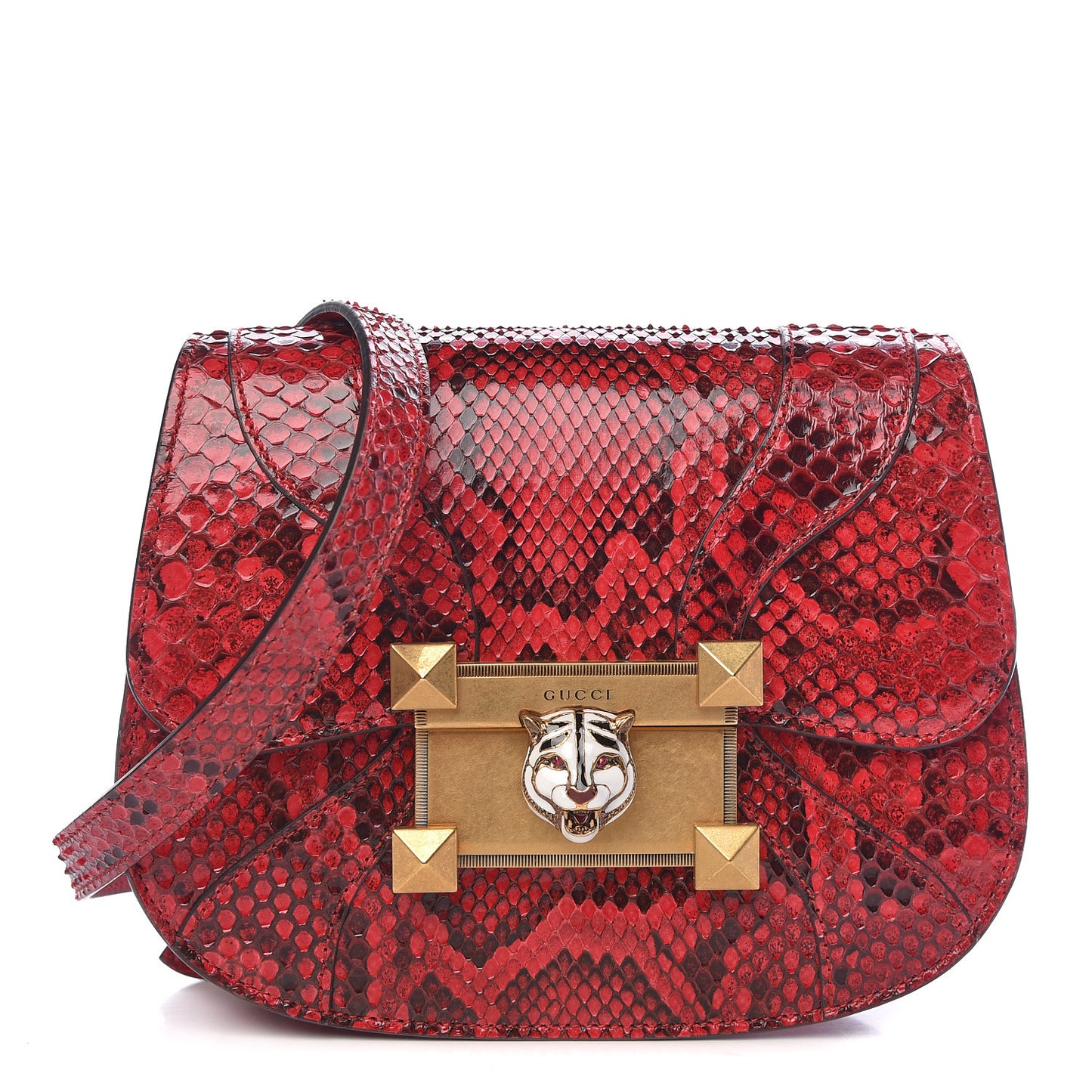 Elaphe Radiata Small Osiride Shoulder Bag Hibiscus Red