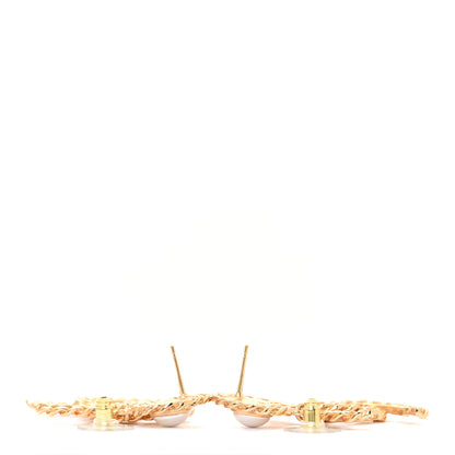Chanel Metal Pearl CC Chain Drop Earrings Gold 3 of 5