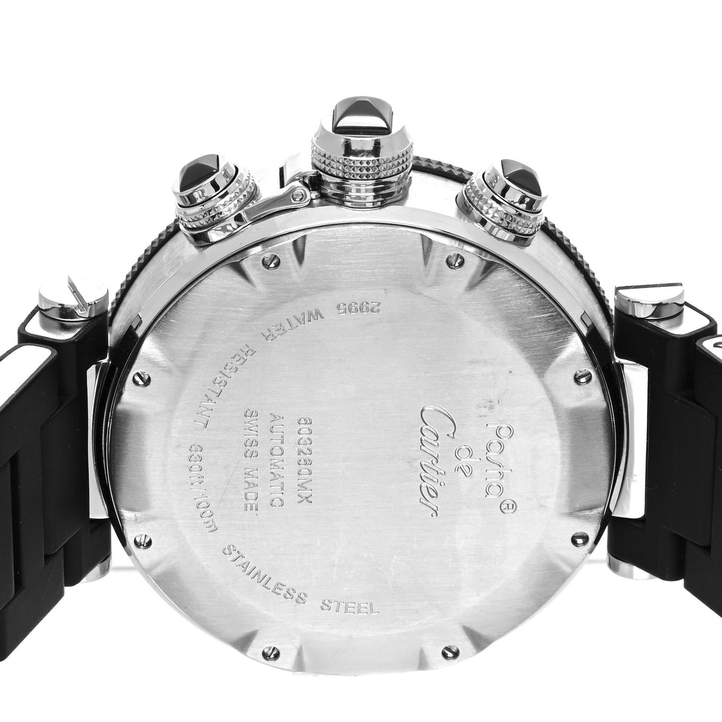 Stainless Steel Rubber 42mm Pasha Seatimer Date Chronograph Automatic Watch Black