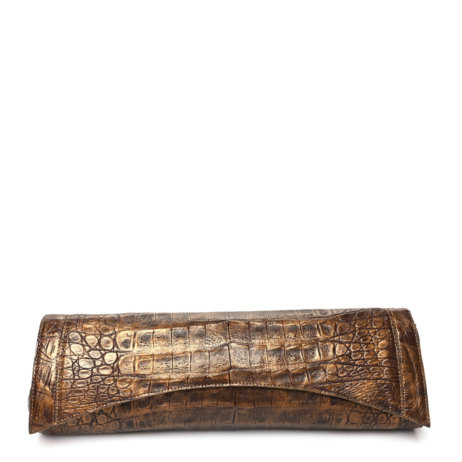 Nancy Gonzalez Metallic Crocodile Clutch Gold 1 of 13