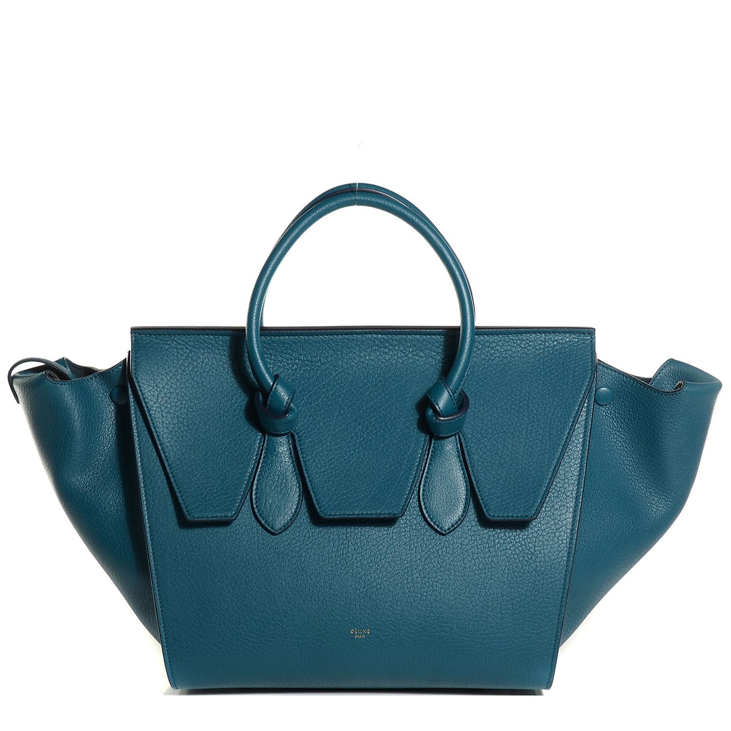 Crisped Calfskin Small Tie Knot Tote Metallic Blue