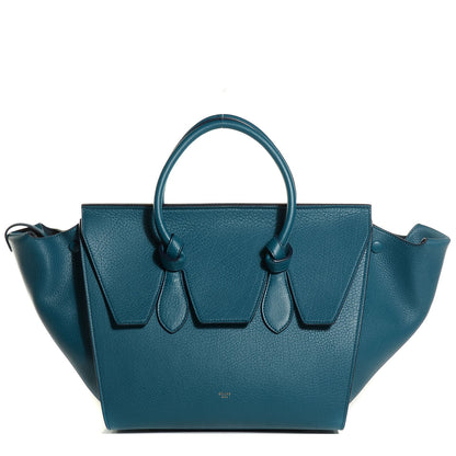 Celine Crisped Calfskin Small Tie Knot Tote Metallic Blue 1 of 11