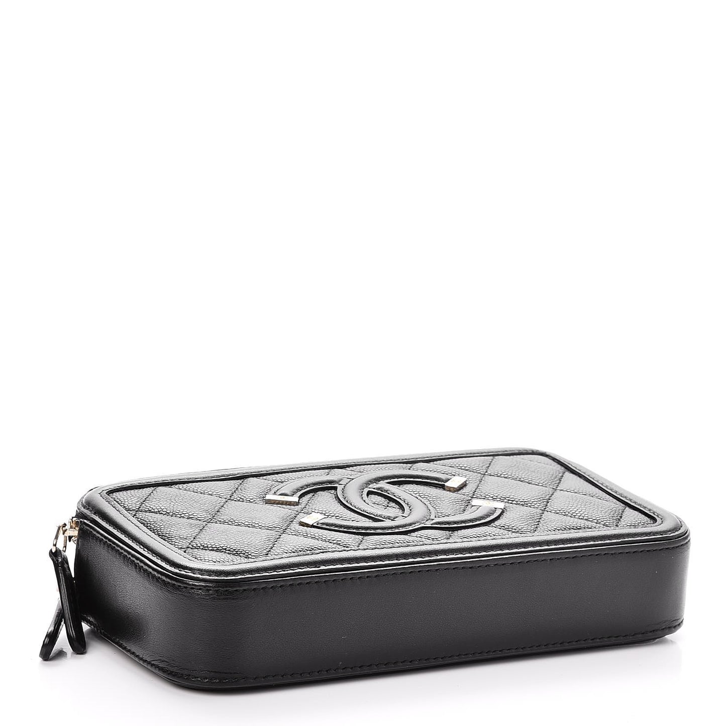 Caviar Quilted CC Filigree Clutch With Chain Black