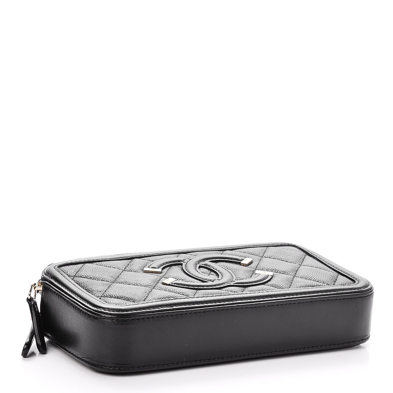 Chanel Caviar Quilted CC Filigree Clutch With Chain Black 4 of 11